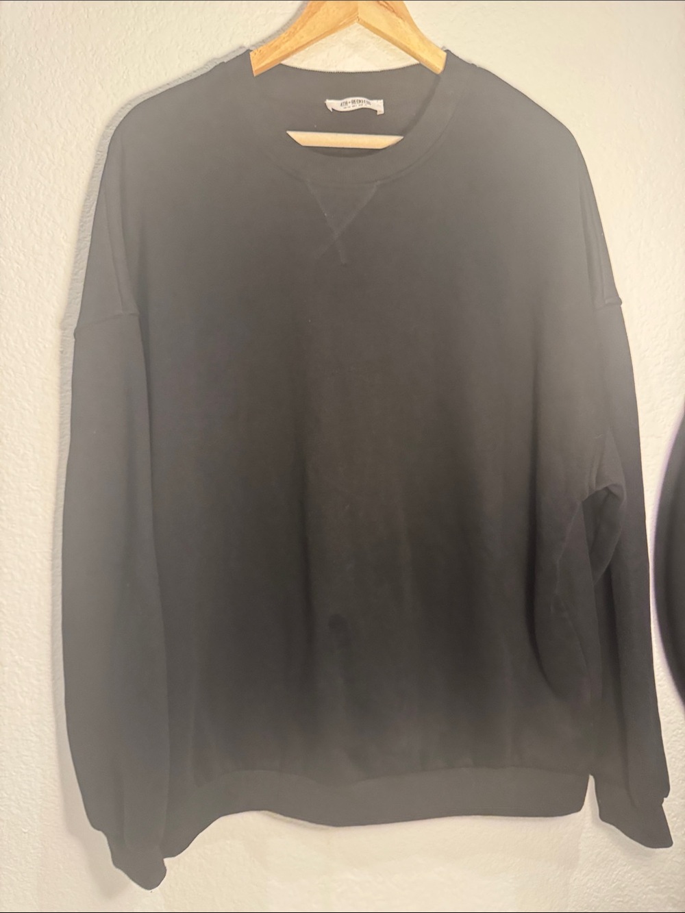 4th + Reckless Black Oversized Crewneck Sweatshirt Large EUC Drop Shoulder